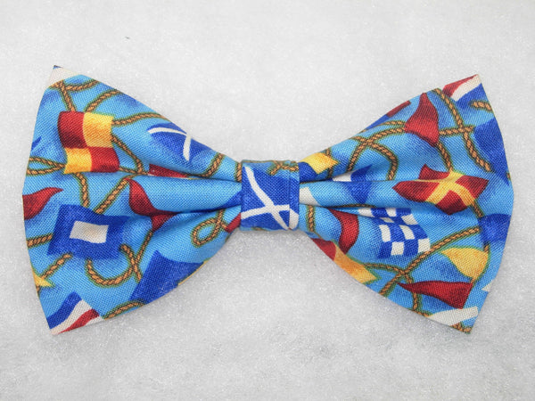 Maritime Bow tie / Nautical Signal Flags on Blue / Pre-tied Bow tie - Bow Tie Expressions