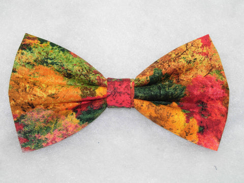 Autumn Trees Bow tie / Red, Green, Yellow & Orange Fall Foilage / Pre-tied Bow tie - Bow Tie Expressions
