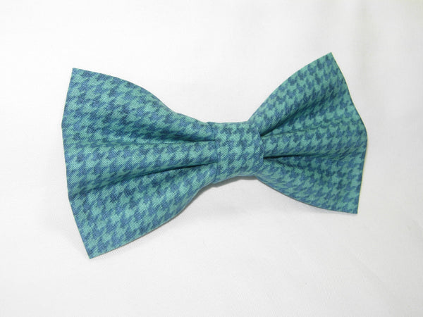 Houndstooth Bow tie / Shades of Teal Green Houndstooth / Pre-tied Bow tie - Bow Tie Expressions