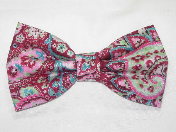 Red & Silver Paisley / Burgundy Red & Pink / Metallic Silver / Pre-tied Bow tie