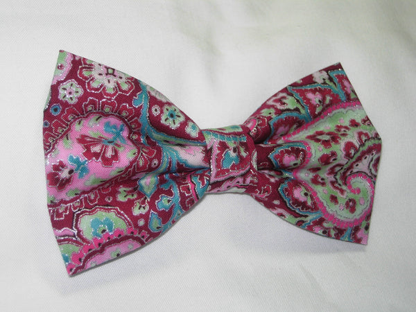 Red & Silver Paisley / Burgundy Red & Pink / Metallic Silver / Pre-tied Bow tie