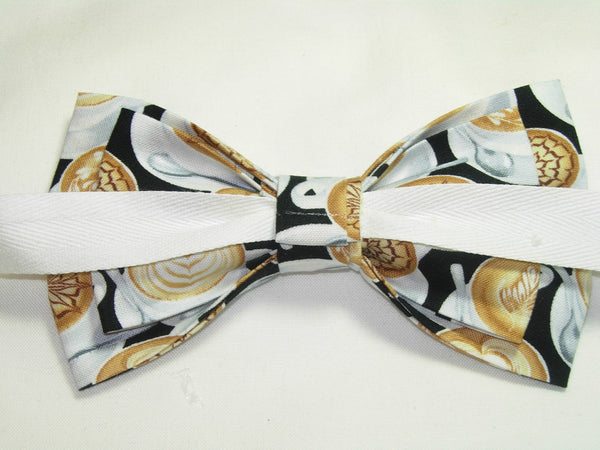 Latte Art Bow tie / Decorated Coffee Cups on Black / Barista / Coffee Shop / Self-tie & Pre-tied Bow tie - Bow Tie Expressions