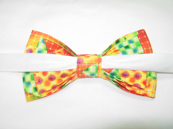 MOSAIC MEDLEY BOW TIE - RED, ORANGE, GREEN & YELLOW IN AN ABSTRACT DESIGN - Bow Tie Expressions