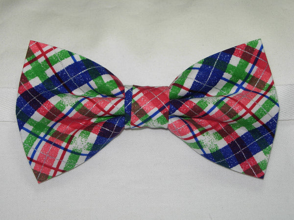 Christmas Bow tie / Red, Blue & Green Snowy Plaid / Christmas Plaid / Self-tie & Pre-tied Bow tie - Bow Tie Expressions