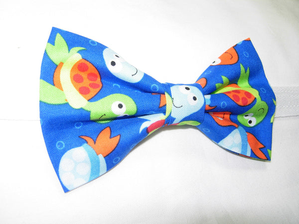Baby Sea Turtles Bow tie / Orange, Green & Blue Turtles on Royal Blue / Self-tie & Pre-tied Bow tie - Bow Tie Expressions