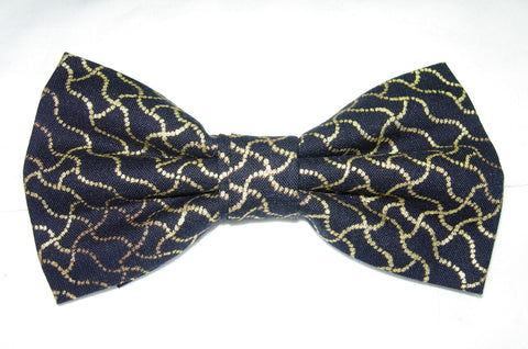 Gold & Black Bow tie / Trendy Metallic Gold Net Design / Pre-tied Bow tie