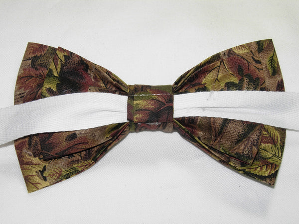 Forest Floor Camo Bow Tie / Green & Brown Leaves / Tree Trunks / Pre-tied Bow tie - Bow Tie Expressions