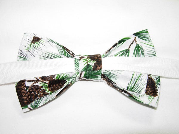 Christmas Bow tie / Sparkling Pine Tree Branches & Pine Cones / Pre-tied Bow tie