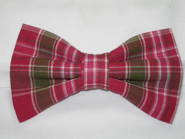 RASPBERRY RED & SAGE GREEN PLAID BOW TIE - Bow Tie Expressions