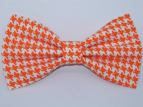 Houndstooth Bow tie / Orange & White Houndstooth / Self-tie & Pre-tied Bow tie - Bow Tie Expressions