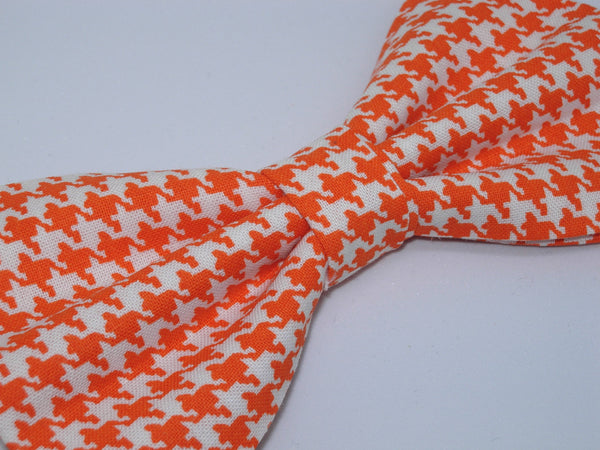 Houndstooth Bow tie / Orange & White Houndstooth / Pre-tied Bow tie