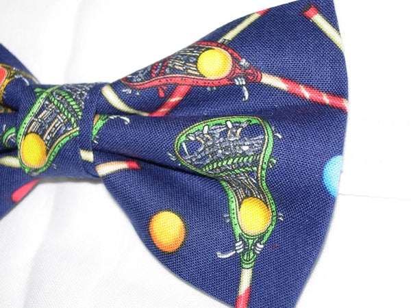 Lacrosse Bow tie / Lacrosse Sticks on Navy Blue / Self-tie & Pre-tied Bow tie - Bow Tie Expressions