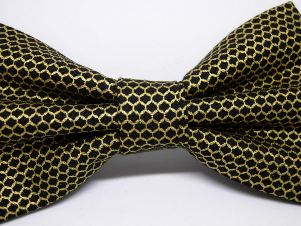 Gold & Black Bow tie / Metallic Gold Lace Mesh on Black / Retro Gatsby Style / Self-tie & Pre-tied - Bow Tie Expressions