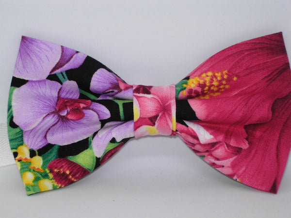 Tropical Cummerbund Set / Pink, Mauve and Lavender Flowers / Hawaiian Weddings / Self-tie & Pre-tied Bow tie