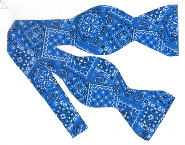 True Blue Bandana Bow tie / Country Western Bandana / Self-tie & Pre-tied Bow tie - Bow Tie Expressions