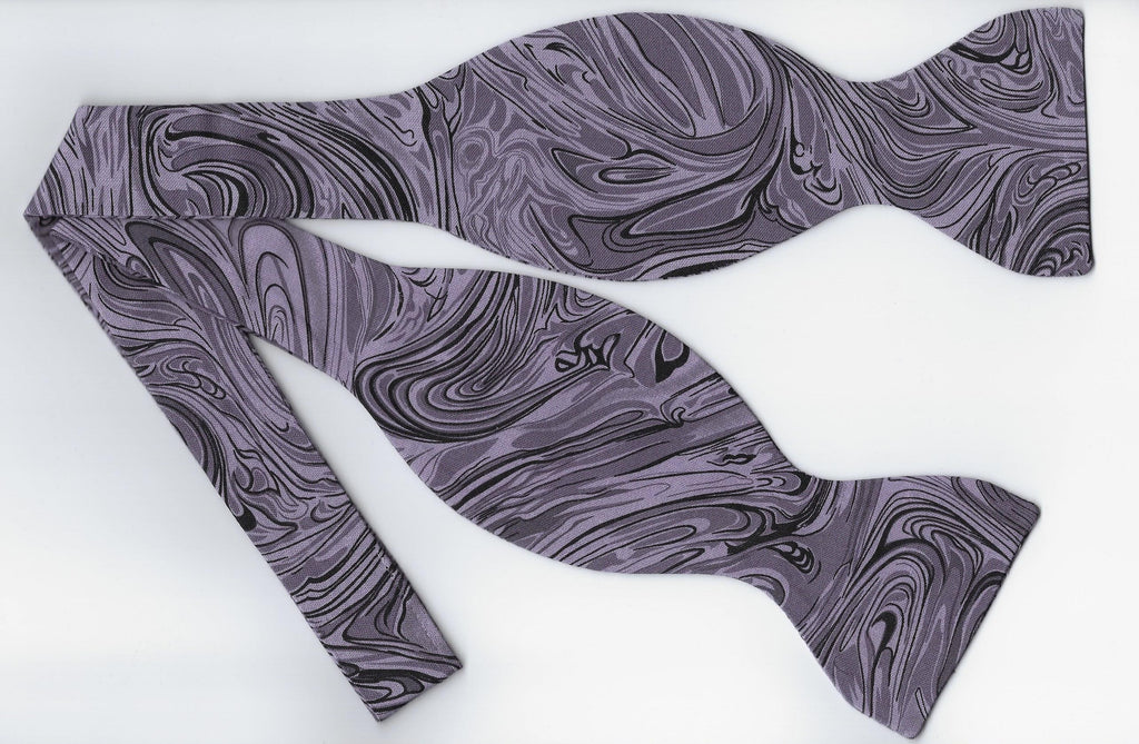 Black & Gray Bow tie / Abstract Marble Design / Self-tie & Pre-tied Bow tie