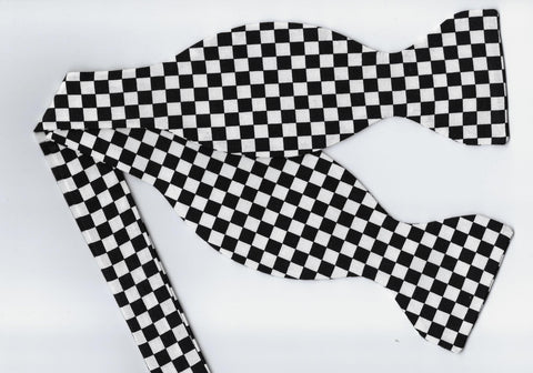 Checkered Flag Bow tie / Black & White Checks / Racing Flag / Self-tie & Pre-tied Bow tie - Bow Tie Expressions