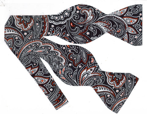 EXECUTIVE PAISLEY BOW TIE - RED, WHITE & BLACK PAISLEY - Bow Tie Expressions