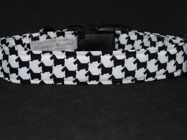Scottie Dog Collar / Black & White Pet Collar / Scottish Terrier / Matching Dog Bow tie