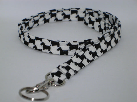 Scottie Lanyard / Black Scottish Terriers on White / Veterinarian Lanyard / Key Chain, Key Fob, Cell Phone Wristlet