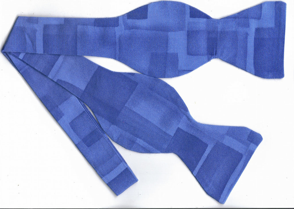 SHADES OF BLUE ABSTRACT SQUARES BOW TIE - Bow Tie Expressions