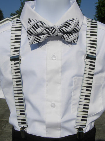 Piano Keys Bow Tie & Suspender Set - Boys Suspenders - Ages 6mo. - 6yrs. - Bow Tie Expressions