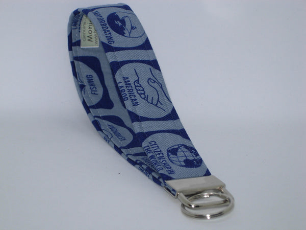 Boy Scout Key Fob / Merit Badges on Denim Blue / Scout Leader Gift / Scout Master Key Chain / Eagle Scout