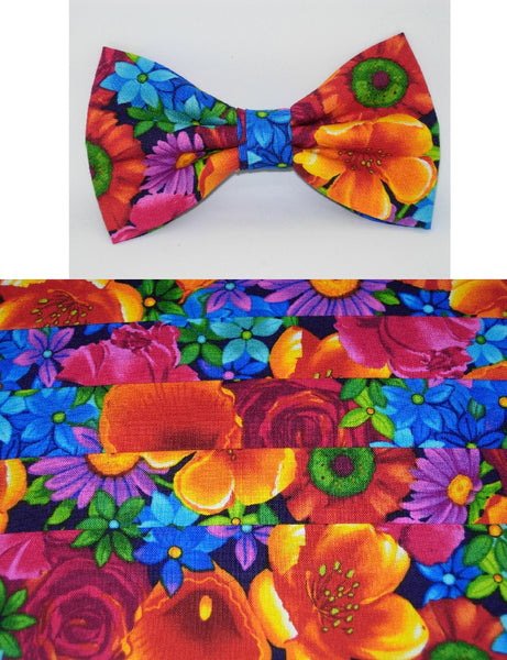 Paradise Bow Tie & Cummerbund Set / Bright Flowers / Self-tie or Pre-tied Bow tie - Bow Tie Expressions