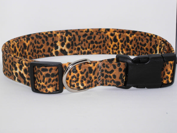Cheetah Print Dog Collar / Brown Cheetah Spots on Tan / Exotic Dog Collar / Matching Dog Bow tie