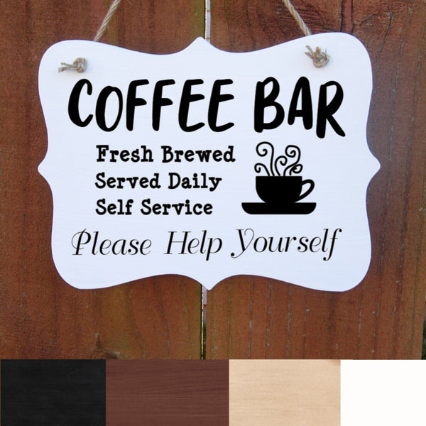 Farmhouse Coffee Bar Sign, Fresh Brewed, Help Yourself, Rustic Kitchen Decor, Office Coffee, Coffee Station, Coffee Lover Sign, Wood Sign