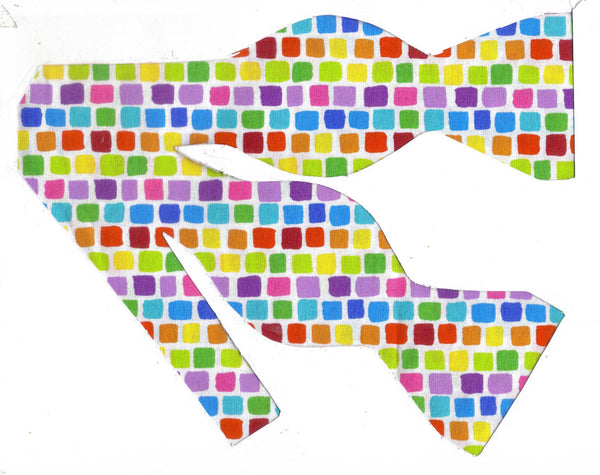 EASTER / SPRING TILES BOW TIE - RED, BLUE, GREEN, YELLOW, PURPLE & ORANGE - Bow Tie Expressions
