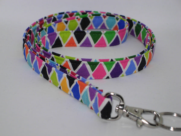 Spring Lanyard / Colorful Diamonds / Artist Key Chain, Key Fob, Cell Phone Wristlet - Bow Tie Expressions