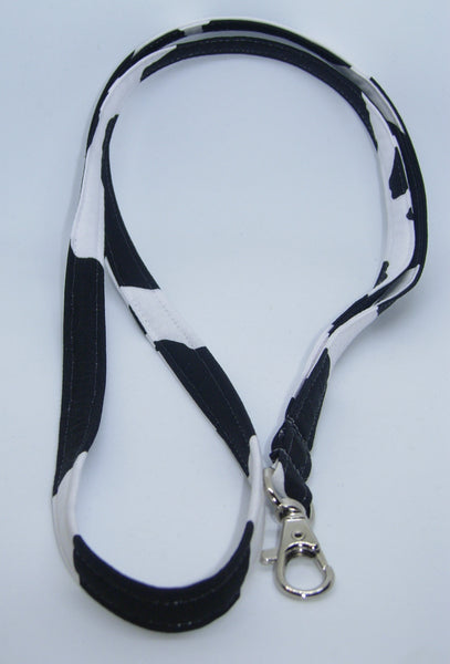 Cow Print Lanyard / Black Cow Spot on White / Cow Appreciation Day / Key Chain, Key Fob, Cell Phone Wristlet - Bow Tie Expressions