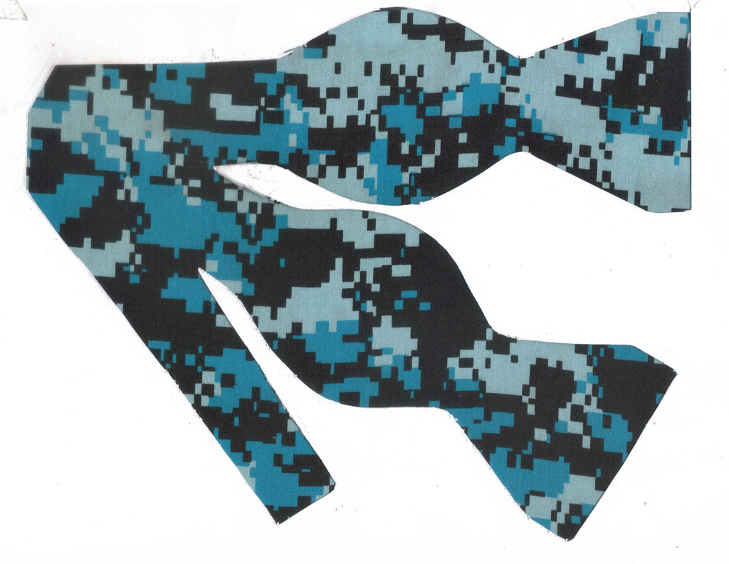 Digital Camo Bow tie / Black, Gray & Navy Blue Camo / Self-tie & Pre-tied Bow tie