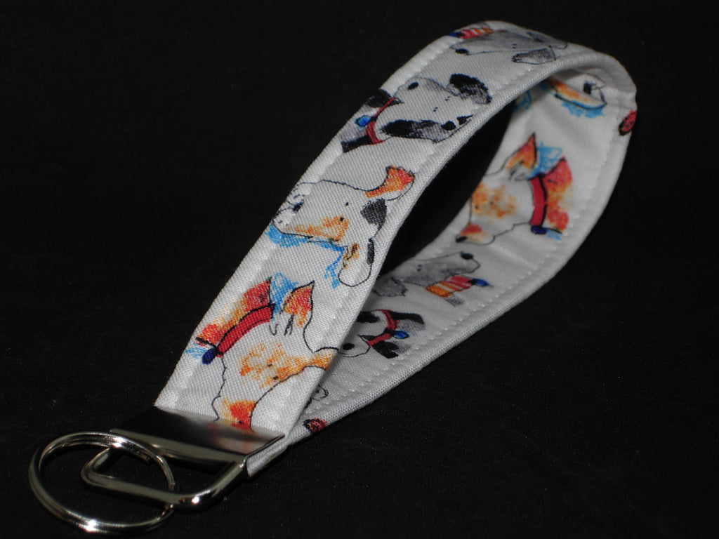 Puppy Dog Key Fob / Cute Dogs on White / Veterinarian Lanyard, Key Chain, Cell Phone Wristlet - Bow Tie Expressions