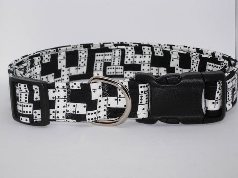 Dominoes Dog Collar / Black & White Domino Tiles / Matching Dog Bow tie