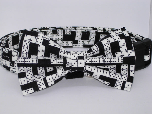 Dominoes Dog Collar / Black & White Domino Tiles / Matching Dog Bow tie