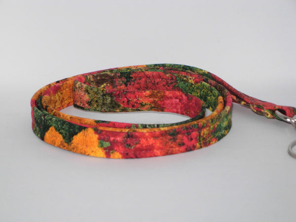 Autumn Lanyar / Orange & Red Fall Foliage / Fall Colors Lanyard / Cell Phone Wristlet / Key Chain / Back to School Teacher Lanyard / Fall Key Fob