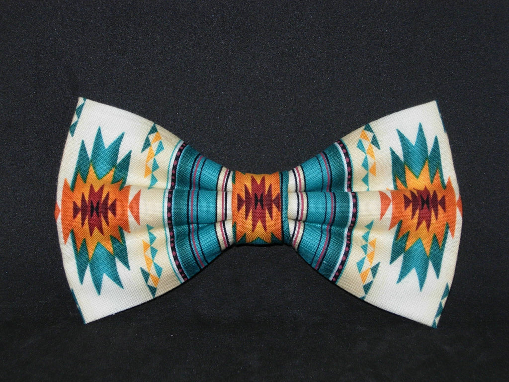 Fire Burst Bow tie / Red, Orange & Turquoise / Southwest Native American / Pre-tied Bow tie