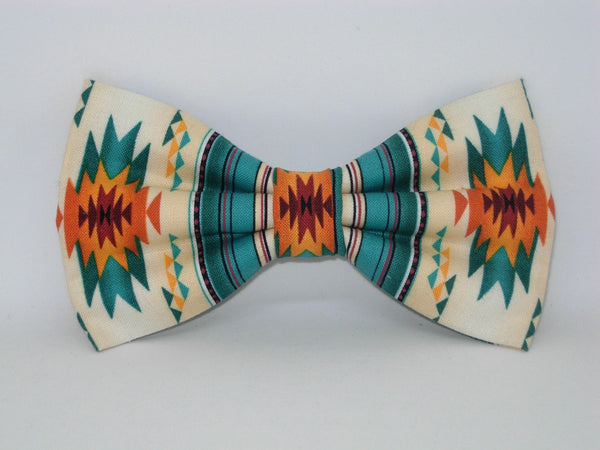 Fire Burst Bow tie / Red, Orange & Turquoise / Southwest Native American / Pre-tied Bow tie