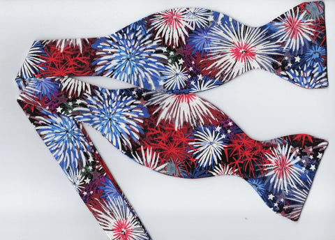 Fireworks Bow tie / Red, White & Blue Fireworks / Self-tie & Pre-tied Bow tie - Bow Tie Expressions