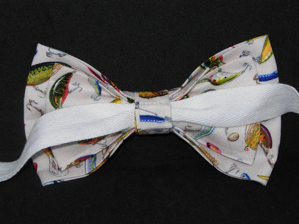 Fishing Bow tie / Colorful Fishing Lures on White / Self-tie & Pre-tied Bow tie - Bow Tie Expressions