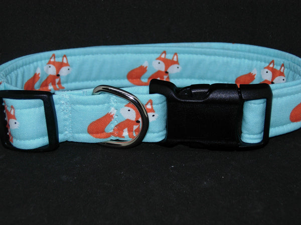 Foxy Dog Collar / Orange Foxes on Blue / Matching Dog Bow tie