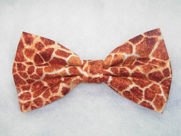 Giraffe Dog Collar / Dark Orange Giraffe Spots on Tan / Matching Dog Bow tie