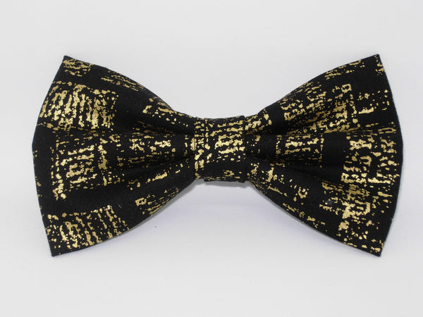 Gold & Black Bow tie / Abstract Metallic Gold on Black / Self-tie & Pre-tied Bow tie - Bow Tie Expressions