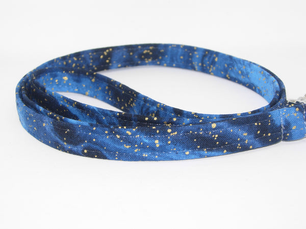 Gold Dust Lanyard / Metallic Gold Flakes on Outer Space Blue / Key Chain, Key Fob, Cell Phone Wristlet - Bow Tie Expressions