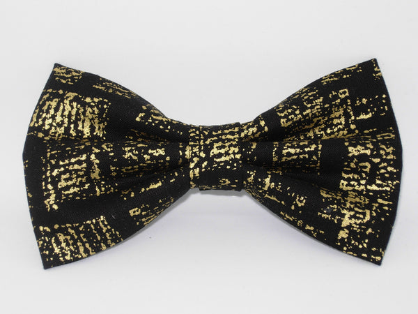 Gold & Black Bow Tie & Cummerbund Set / Metallic Gold Splashes on Black / Self-tie or Pre-tied Bow tie - Bow Tie Expressions