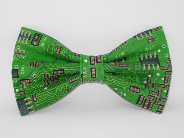Computer Dog Collar / Green Computer Circuit Board with Resistors / Matching Dog Bow tie