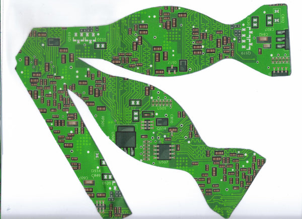 Computer Bow tie / Green Computer Circuit Board with Resistors / Self-tie & Pre-tied Bow tie