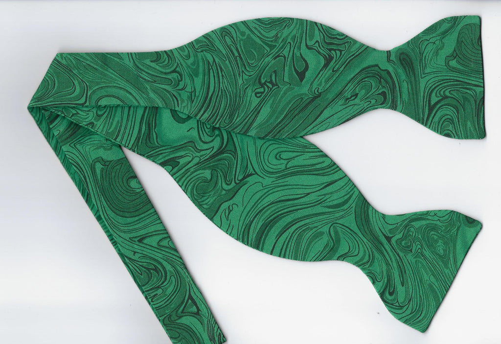 Green Bow tie / Abstract Marble Design / Self-tie & Pre-tied Bow tie